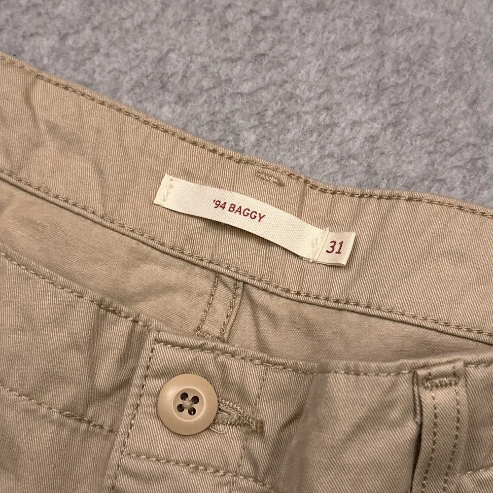 Levi's‎ '94 Baggy Cargo Wide Leg Pants Women's 31 (33x29) Khaki Tie Hem Skater
